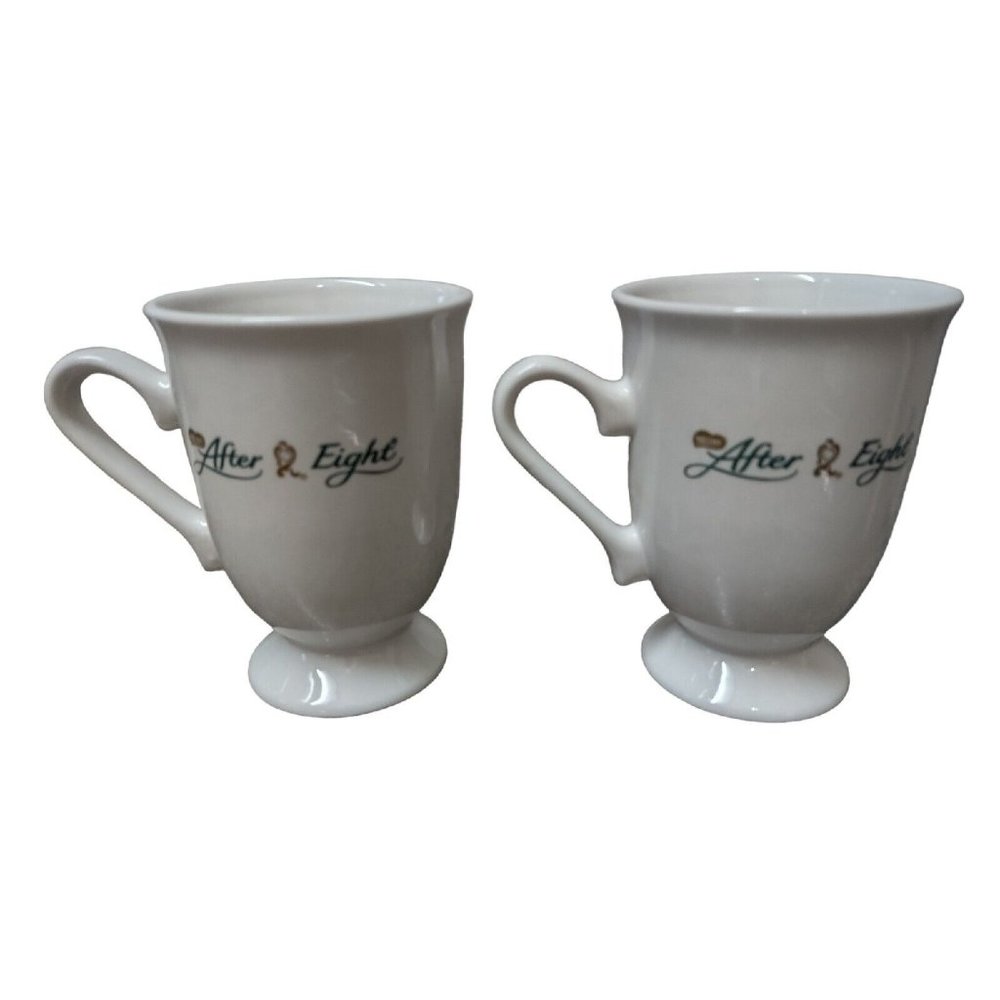 2 Nestle After Eight Coffee Teacup Mug Pedestal Bottom